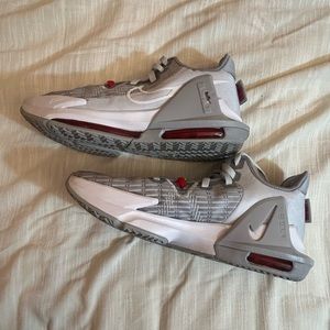 LeBron James Nike Witness 6 shoes -Platinum, white, red